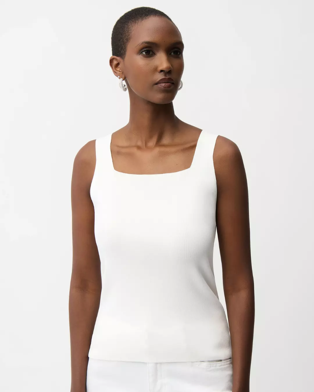 Viscose Blend Fitted Camisole - White