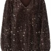 Sequin blouse longsleeve-nougat