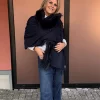 Møller Sjal m/pels - Navy
