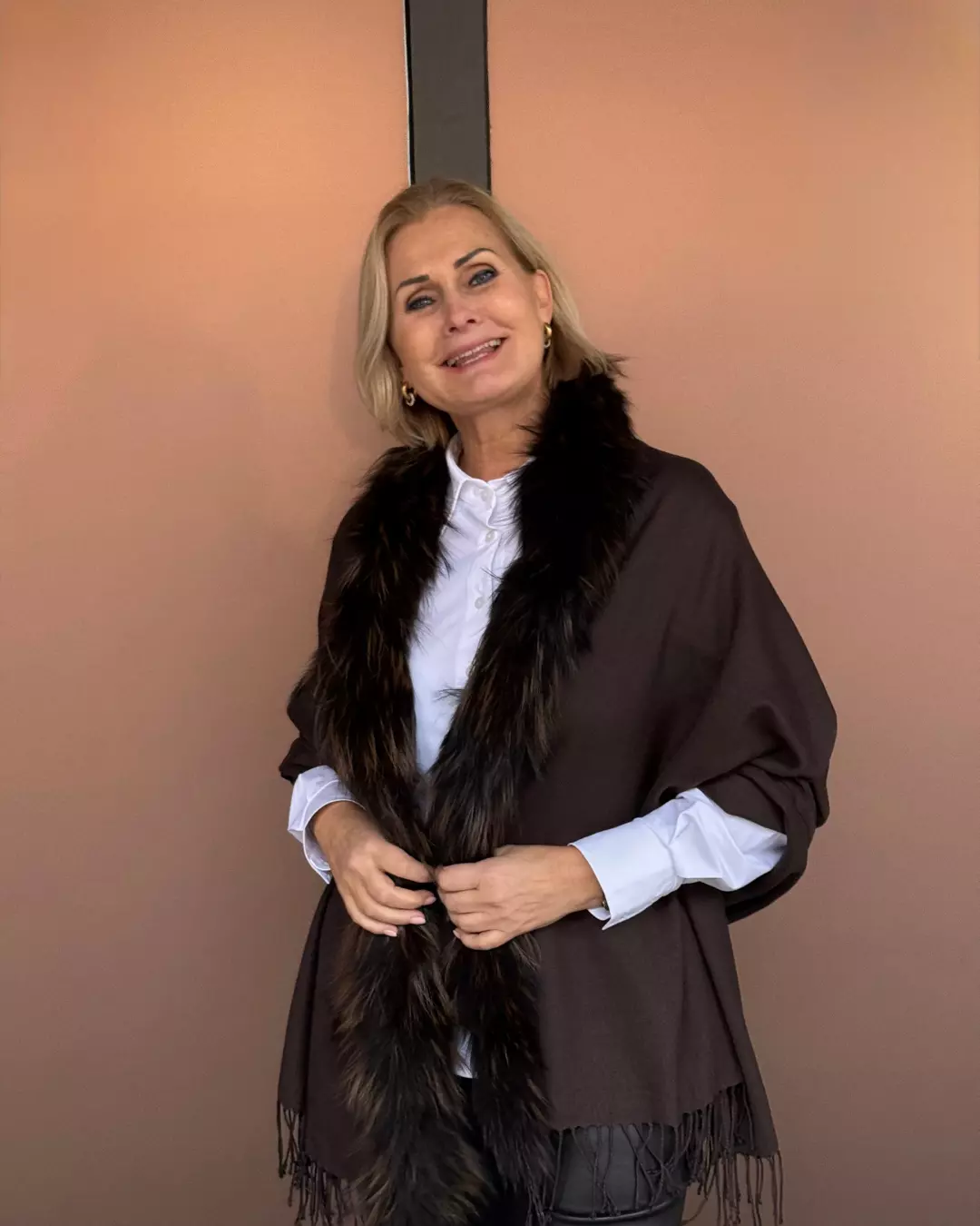 Møller Sjal m/pels - Brazil Brown