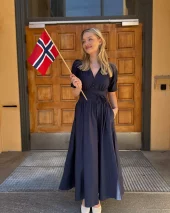 Maria Dress - Marine Poplin