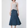 Nevada Patched Denim Skirt - Summer Blue