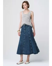Nevada Patched Denim Skirt - Summer Blue