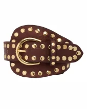 Dunja Stud Belt - Chocolate/Gold