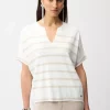 Striped V-neck Pullover - Vanilla/Moonstone