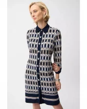 Gemoetric Shirt Dress - Midnight Blue