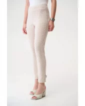 High-waisted Geometric Trousers - Beige