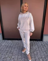 Joggers w/rhinestones - Beige