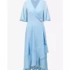 V-neck Wrap Midi Dress - Sky Blue