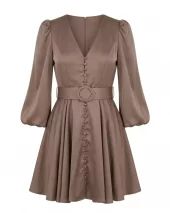 Queen Satin Kjole - Taupe