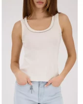 Top w/strass - White