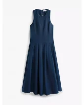 Linen Blend Midi Dress - Dark Night Navy