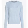 Cable Knit Crew Neck jumper-Breezy blue
