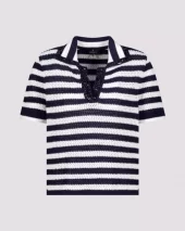 Ajour polo jumper w/rhinestones