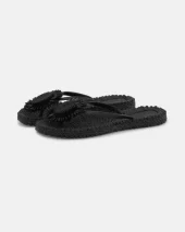 Flip flops w/flower - Black