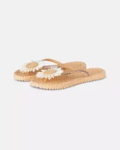 Flip flops w/flower - Beige