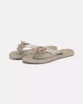 Flip flops w/flowers - Taupe