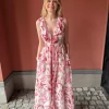Woven Long Dress - Pink/White
