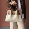 Cowhide Satchel - Cognac/Beige