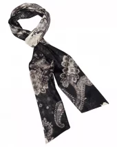 Jonita printed silk scraf - Offwhite/BLack