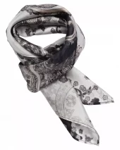 Joly Printed silk scarf- Dull black