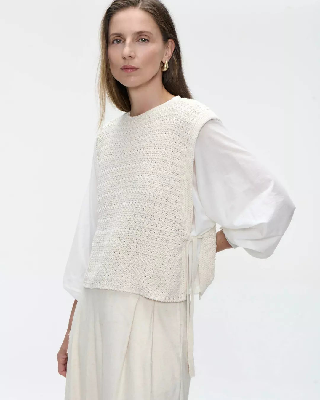 Open Cotton Vest - Ecru