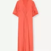 Vilja, long dress - Hot Coral