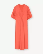 Vilja, long dress - Hot Coral