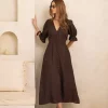 Andrea Dress - Espresso Linen