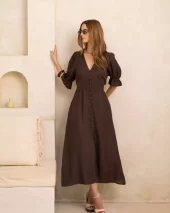 Andrea Dress - Espresso Linen