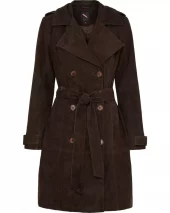 BTF Yvette Suede Trenchcoat - Dark Chocolate Brown