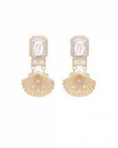 Crystal Shell Earrings - Clear