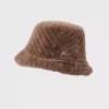 Chevron Faux Fur Bucket Hat - Mink