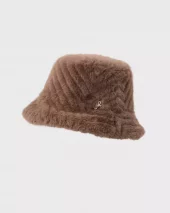 Chevron Faux Fur Bucket Hat - Mink