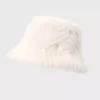 Chevron Faux Fur Bucket Hat - Cream