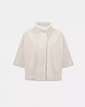 Chevron Faux Fur Jacket - Cream