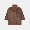 Chevron Faux Fur Jacket - Mink