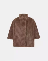 Chevron Faux Fur Jacket - Mink