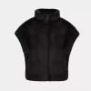 Faux Fur Funnel-Neck Boxy Vest - Black