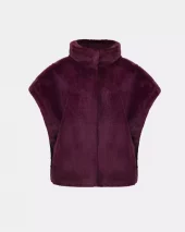 Faux Fur Funnel-Neck Boxy Vest - Elderberry