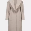 Wool Blend Shawl Fringed Coat - Oatmeal