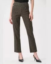 Geometric Jacquard Pull On Pant - Black/Beige