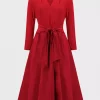 Fit & Flare V-Neck Dress - Radiant Red