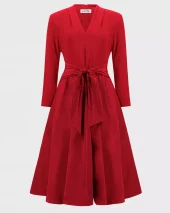 Fit & Flare V-Neck Dress - Radiant Red