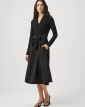 Fit & Flare V-Neck Dress - Black