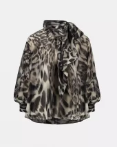 Chiffon Animal Print Boxy Top - Grey/Multi