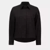 Denim Cropped Blouse w/rhinestones - Black
