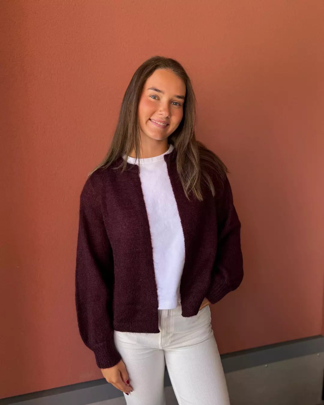 Julie Cardigan - Burgundy