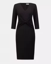 Scuba Knotted-Waist Dress - Black