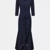 Scuba Crepe and Chiffon Gown - Midnight Blue